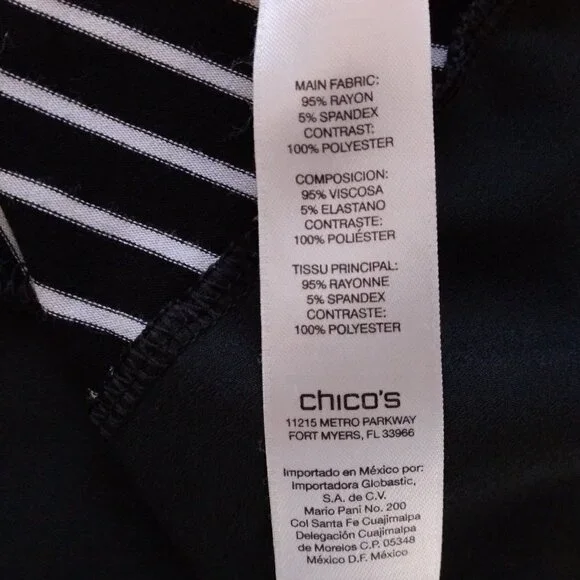 Chico’s | Black White Stripe Stretch Tunic Top | Size M - Picture 8 of 8